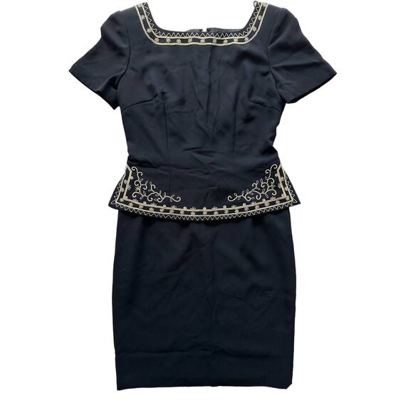 Maggy London Sheath Dress Black Embroidered Size 4 - Picture 1 of 7
